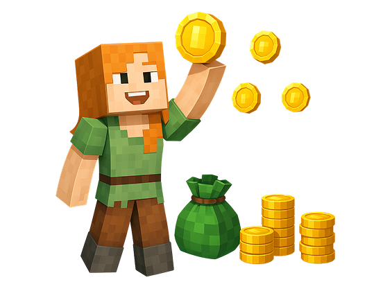character with coins